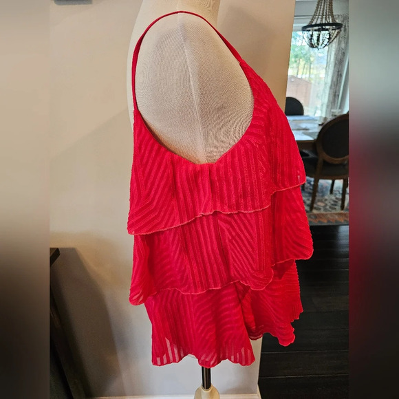 Amadi Anthropologie Women's Size Small Dark Pink Textured Layered Tank New w Tag - Picture 4 of 10